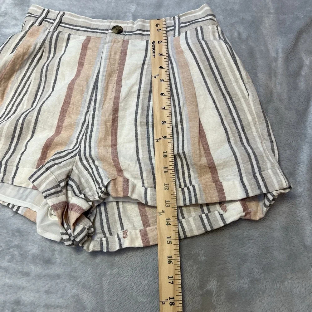 American Eagle Striped Shorts Womens Medium High Rise Casual‎ Cuffed